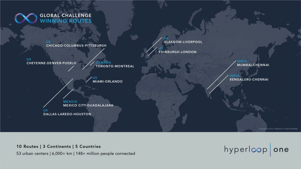 Hyperloop One Global Challenge winners represent the United States, the United Kingdom, Mexico, India and Canada. (PRNewsfoto/Hyperloop One)