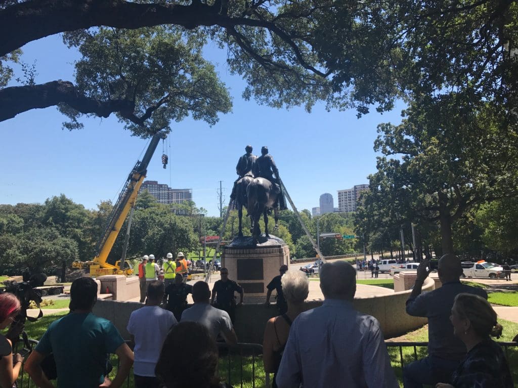 Confederate Statue Removal Creates a Surreal Scene in Dallas’ Lee Park: Restraining Order Only Adds to Chaos — and Crowds