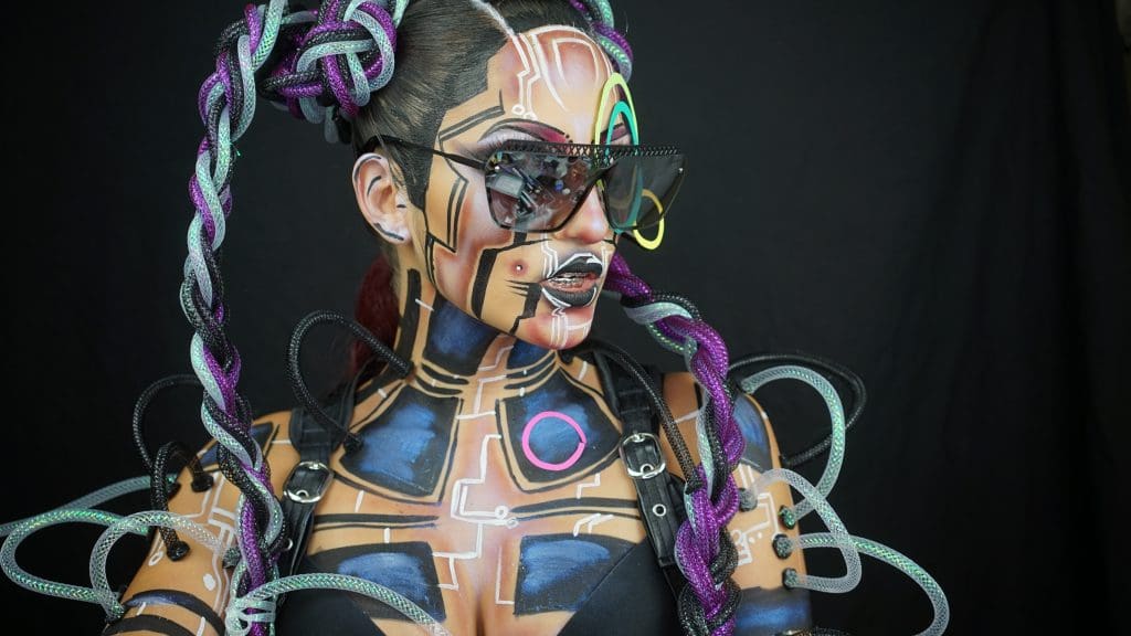 She created a cyberpunk look for the NYX Face Awards competition. 