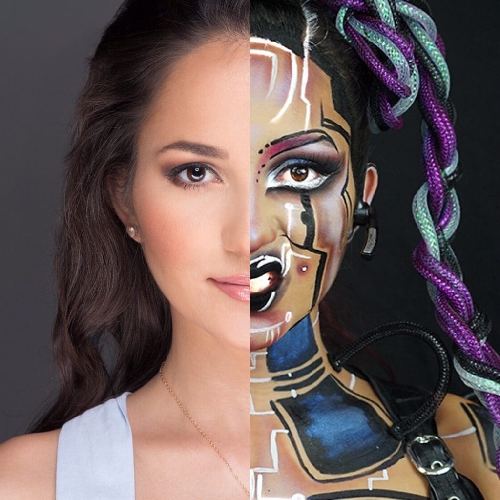 She created a cyberpunk look for the NYX Face Awards competition. 