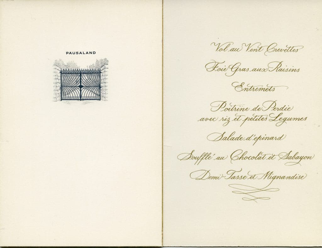A copy of the menu from one of the first Silver Suppers