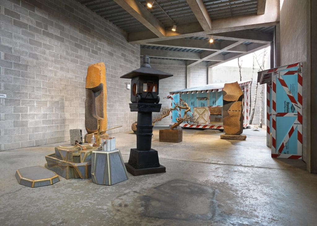 Inside Tom Sachs' Tea Ceremony exhibition at the Noguchi Museum. 