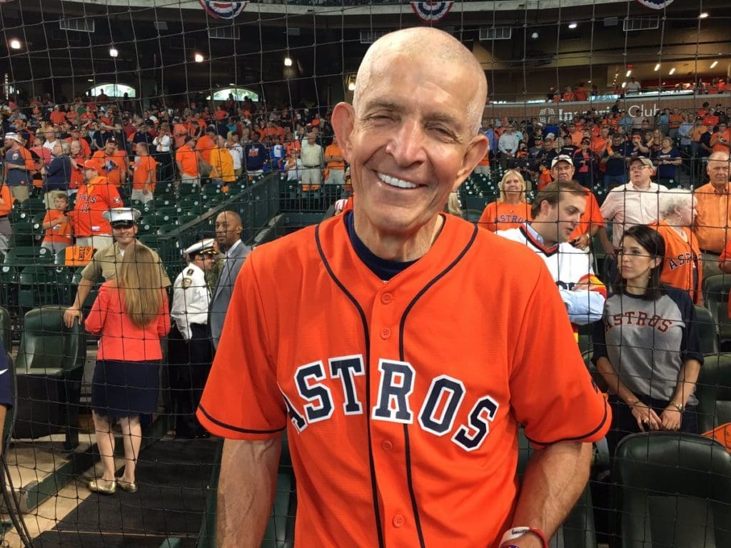 Mattress Mack stepped up for Houston during Hurricane Harvey — and he's always backed the Houston Astros. (Photo @MarkBermanFox26.)
