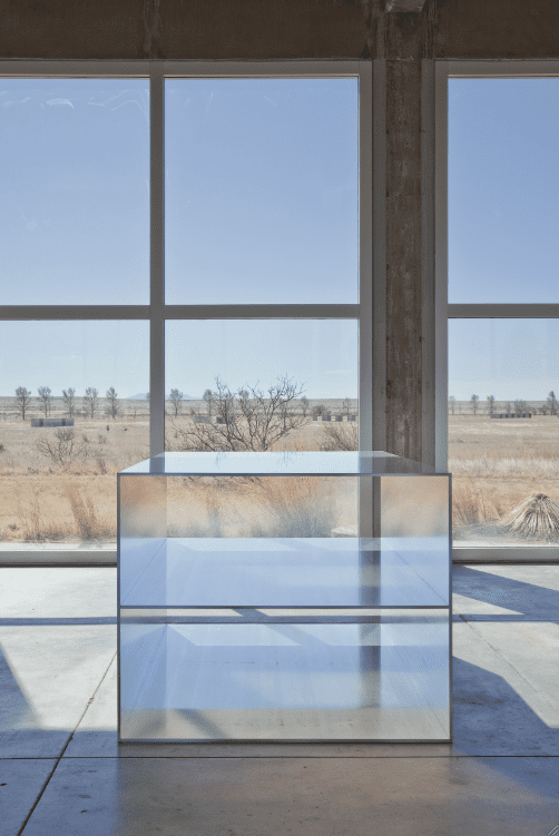 Donald Judd's work inside of the Chinati Foundation's sheds. 