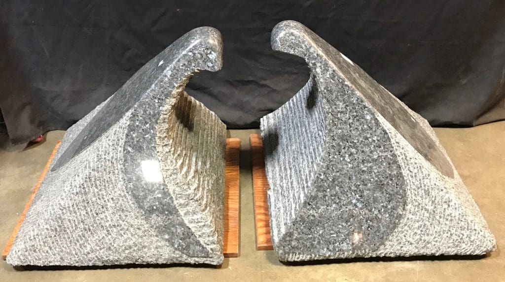 The Moroles auction will benefit the artist's estate. Shown here, a granite creation that evokes a wave.