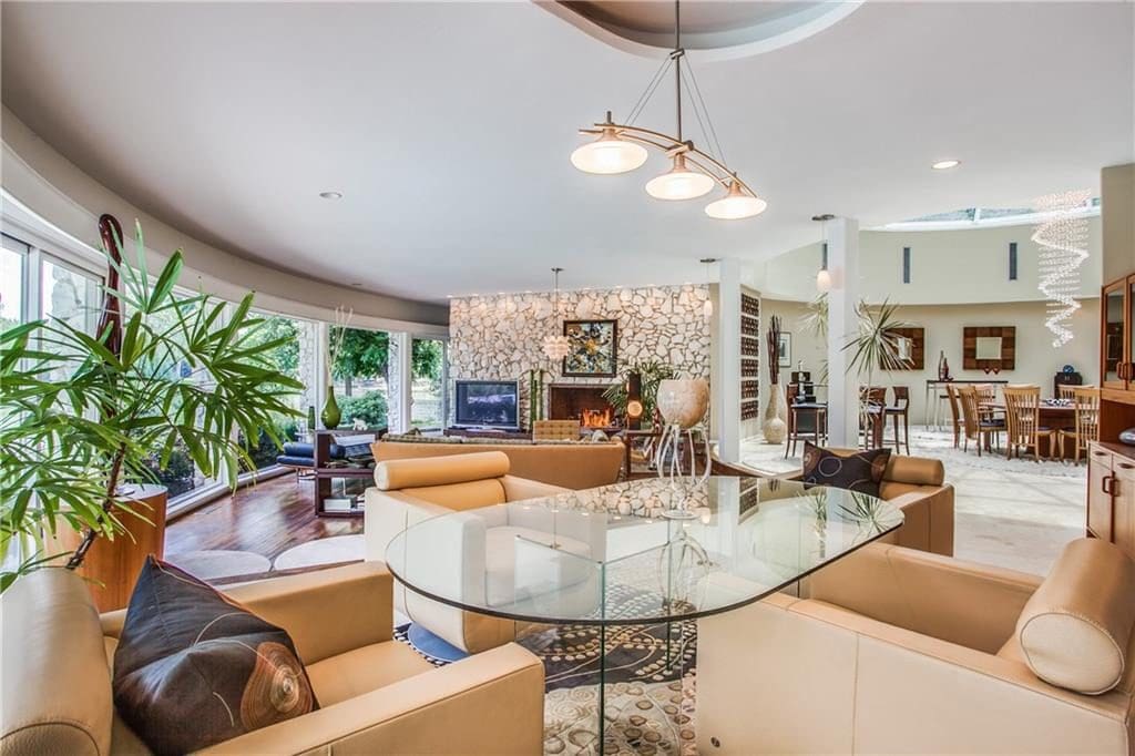 The central living areas are full of retro charm. 