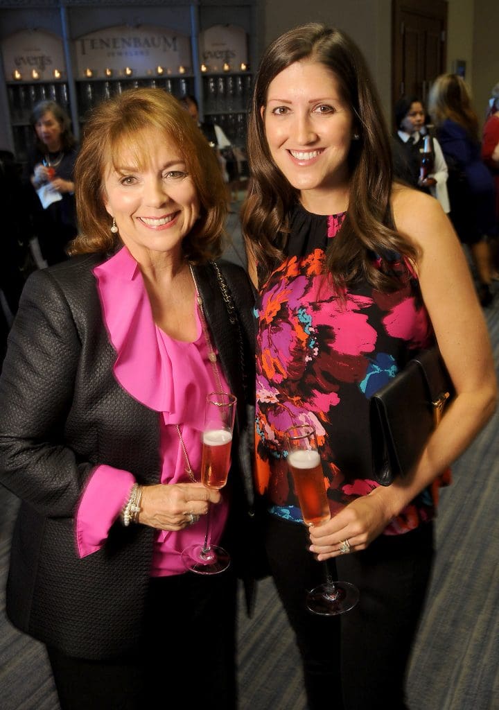 Robin Meuck and Caroline Brown at the 2017 Memorial Hermann Razzle Dazzle luncheon "Radiance" at the Westin Houston Memorial City Thursday Oct. 12, 2017.(Dave Rossman Photo)