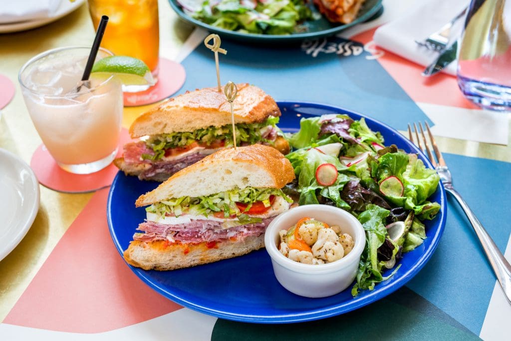 Salami, Ham, Mozzarella, Tomato, Basil Sandwich at Sassetta. Photography by Mei-Chun Jau.