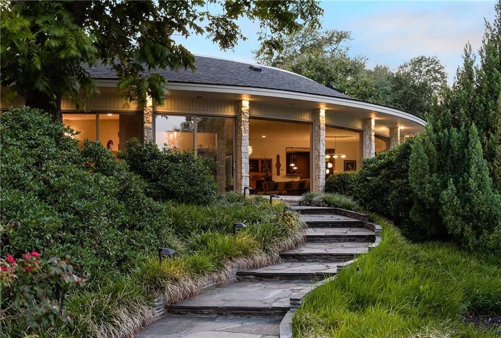 The expansive windows give great views of the lush grounds. 