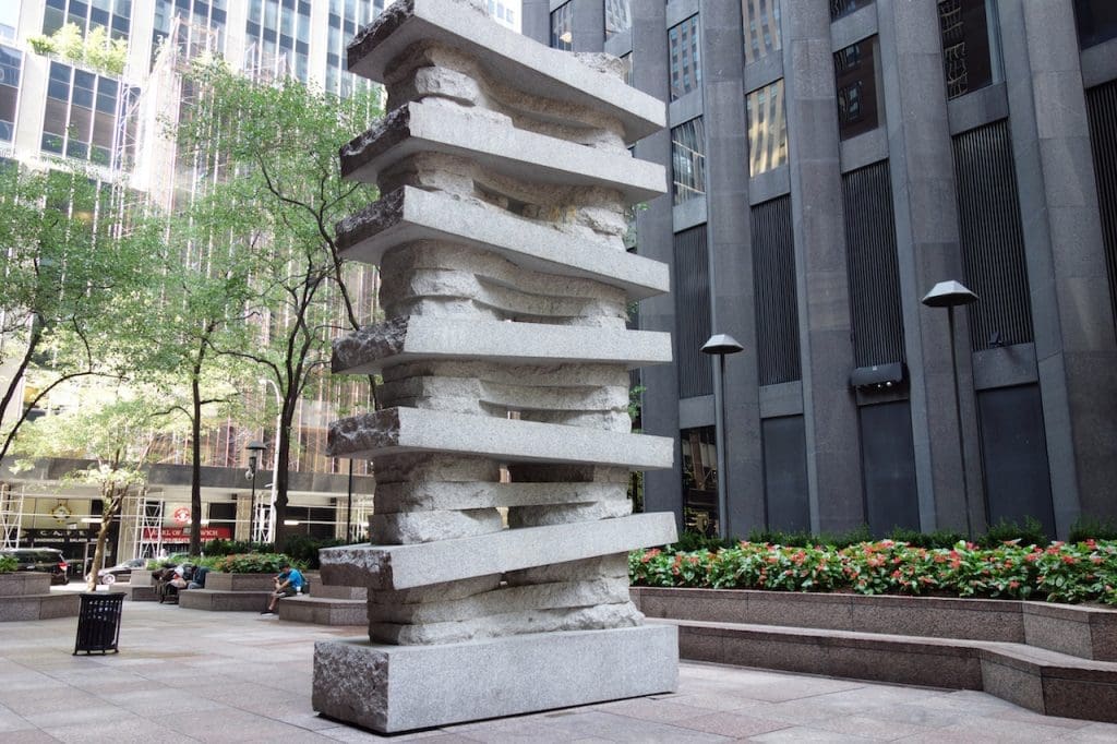 Jesús Moroles's "Lapstrake," 1987, a commission for E.F. Hutton and CBS Plaza, Manhattan. (Photo courtesy The Old Reader)