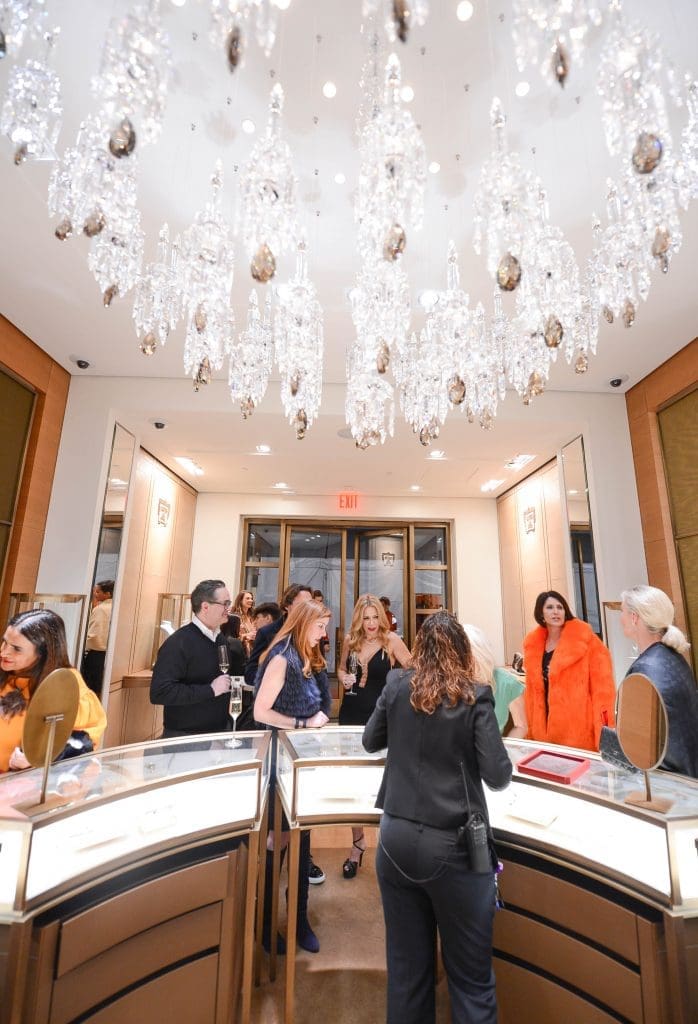 Sparkling chandelier inside the store