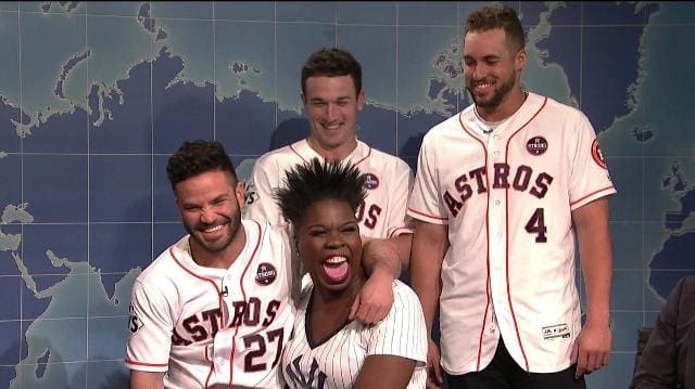 Alex Bregman is the only Houston Astro who stood up to Leslie Jones on Saturday Night Live.