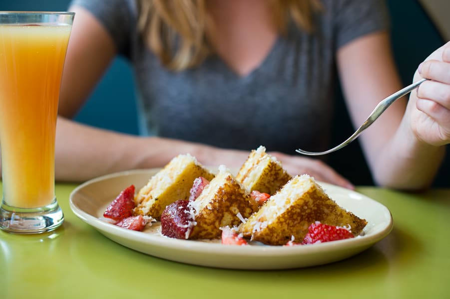 The OMG french toast at Snooze helps make it a brunch mecca. (Photo by Ashley Davis.) 