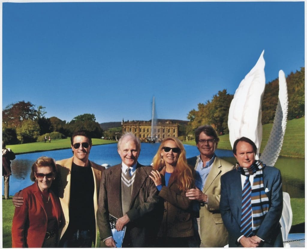Betty Gertz, Tyler Gertz, Joe Minton, Jerry Hall, Warwick Hemsley, Kevin Peavy in front of Chatsworth House in Derbyshire, England, in 2010.