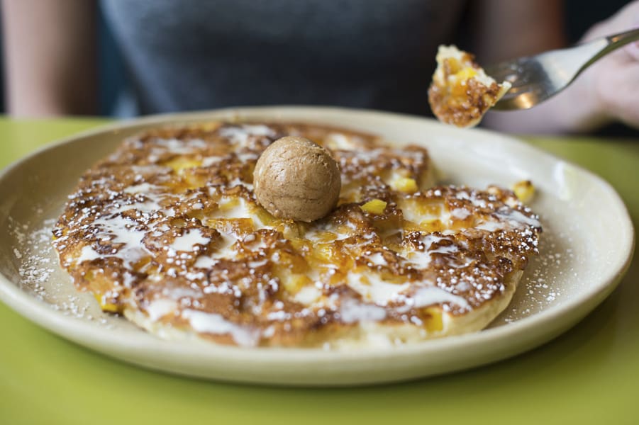Pineapple upside down pancake at Snooze. (Photo by Ashley Davis.) 