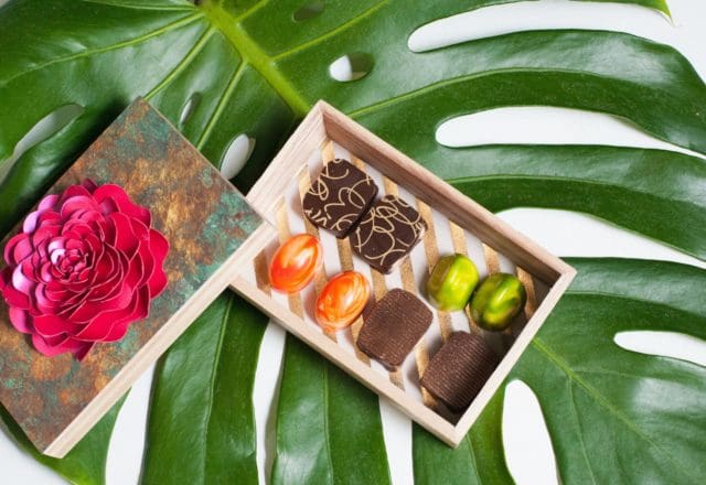 Araya Chocolates are beautifully packaged and ready for gift-giving.