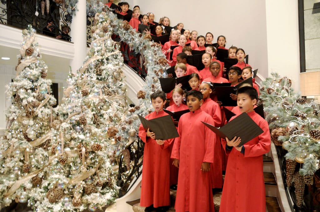 The Houston Children's Chorus performs at the M.D. Anderson Santa's Elves party Thursday Dec. 07,2017. (Dave Rossman Photo)