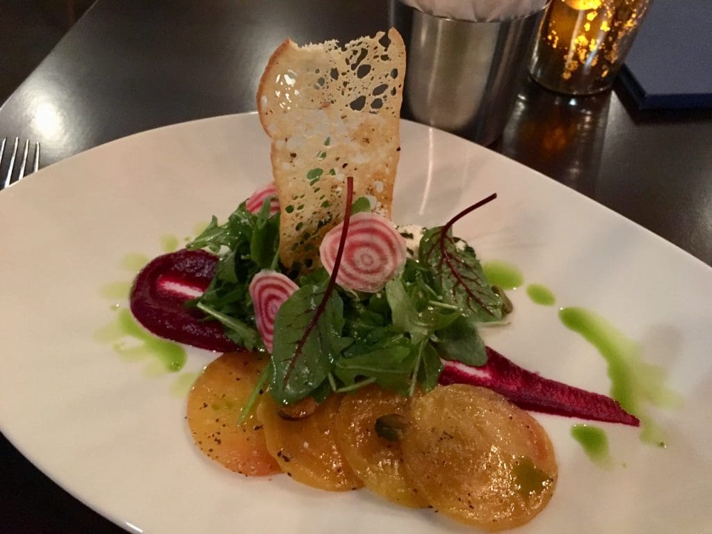 The Beet & Goat Cheese Salad is a favorite debut at Maison Pucha Bistro. (Photo by Annie Gallay.)