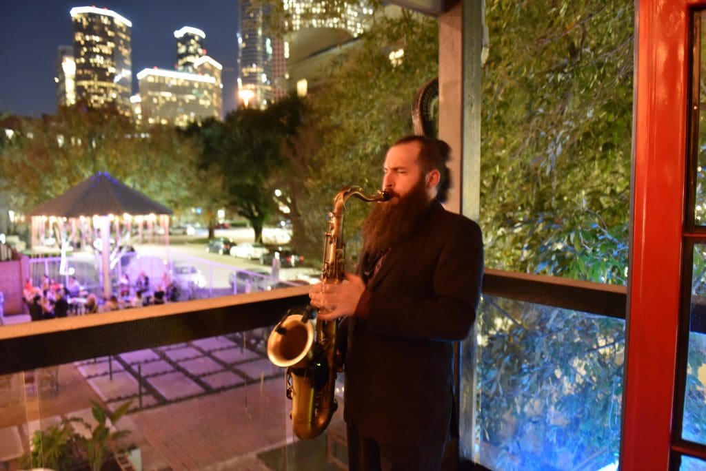 A saxophonist plays at one of the private events Oakmont puts on. 
