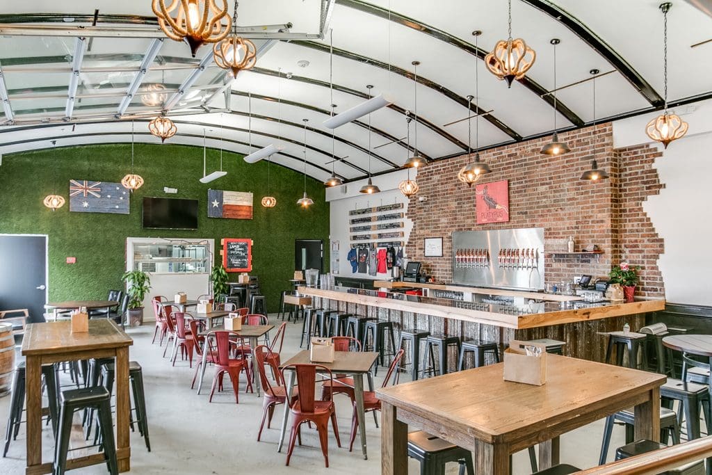 Platypus' tap room shows off its Australia and Texas pride.