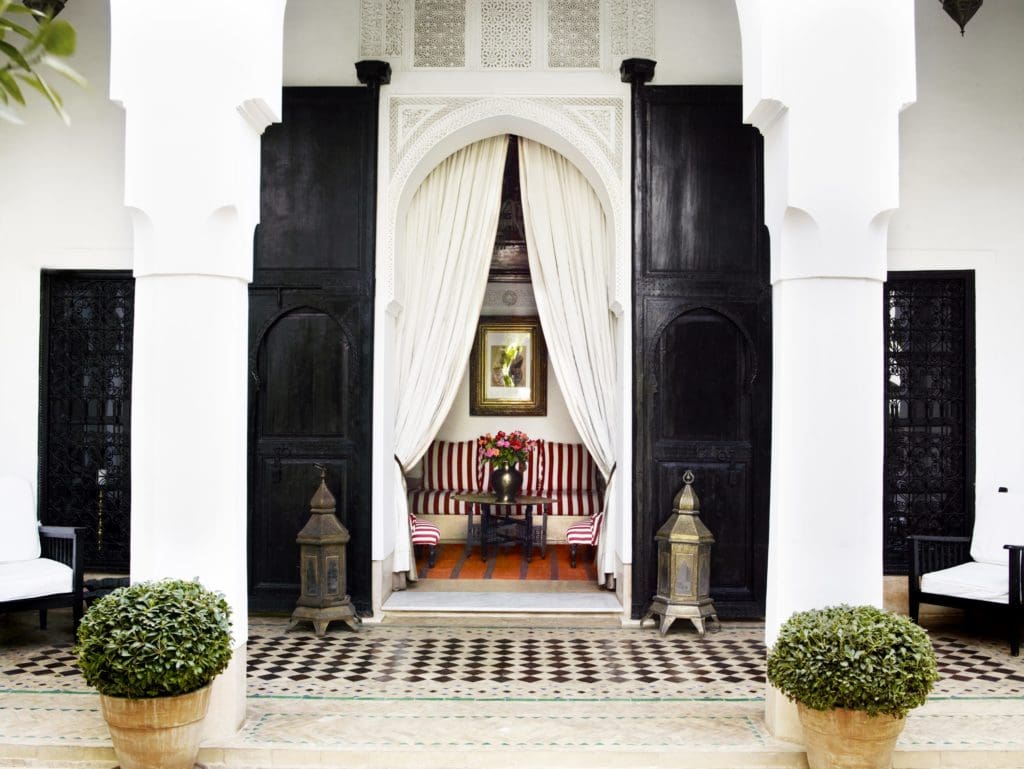 A main entrance at L’Hôtel Marrakech shows its sense of style.