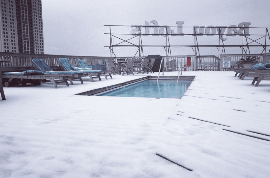 Polar bear swim at the Bayou Lofts, anyone?--@djmissberri