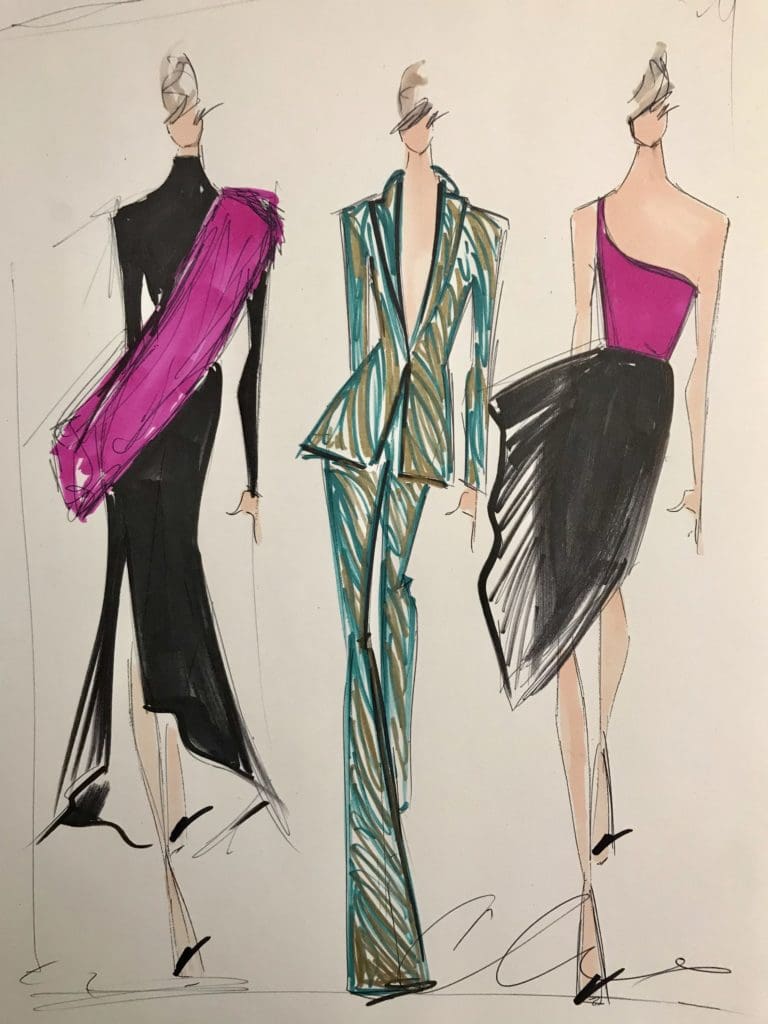 Christian Siriano designer sketch for fall 2018.