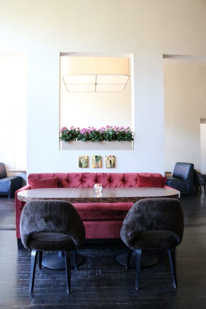 The dining room at Local features Alice Cottrell's design.