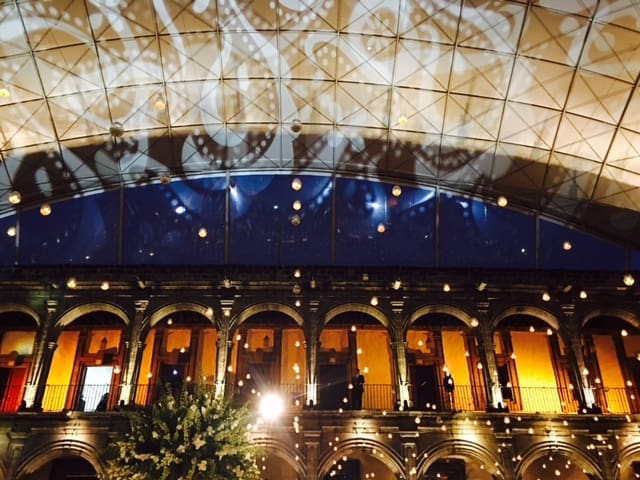 More than 1,500 real candles were hung in the air for the reception.