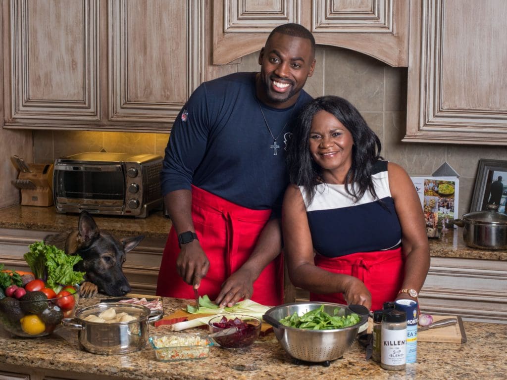 Houston Texans Whitney Mercilus and his mom for IW Marks