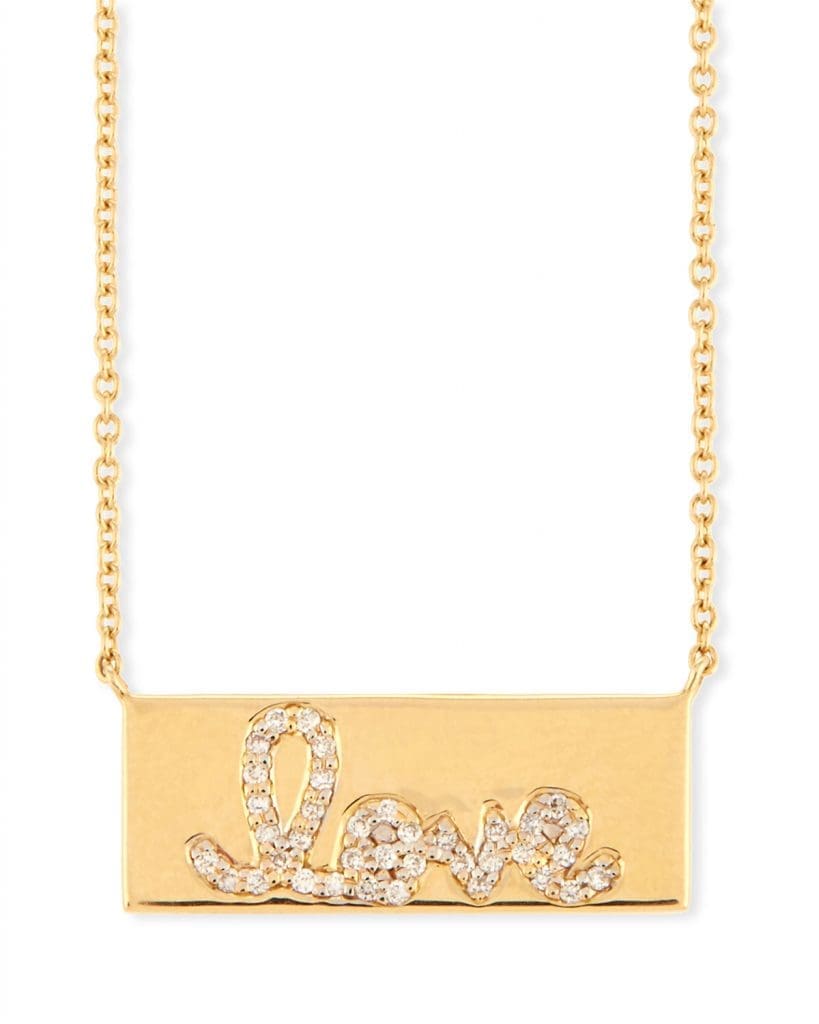 Sydney Evan Pavé Diamond Love Bar Necklace, $1,595
