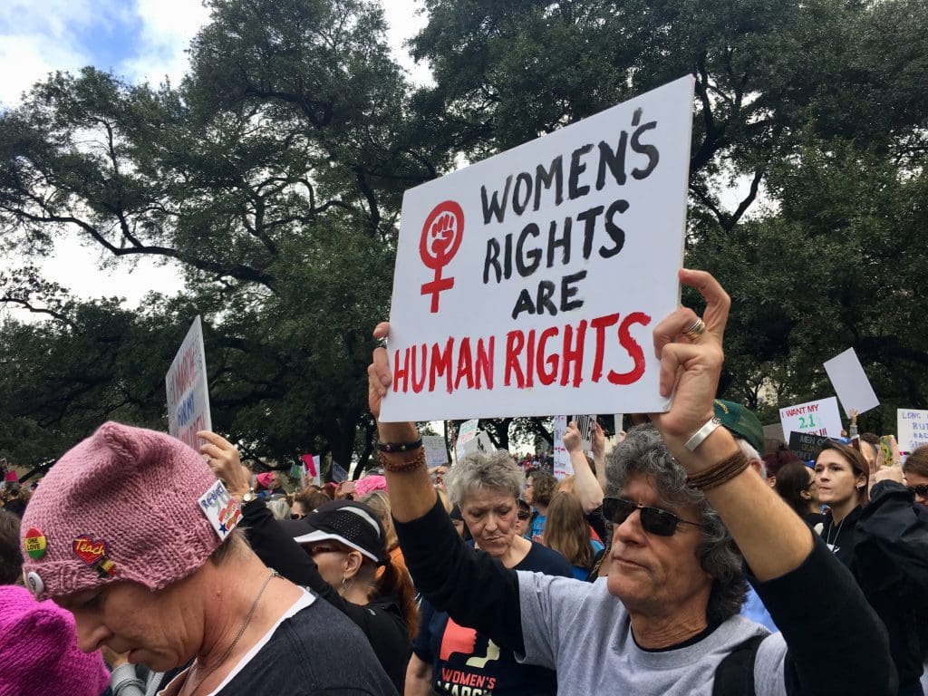 Several speakers gave shout-outs to the male allies at the rally. 