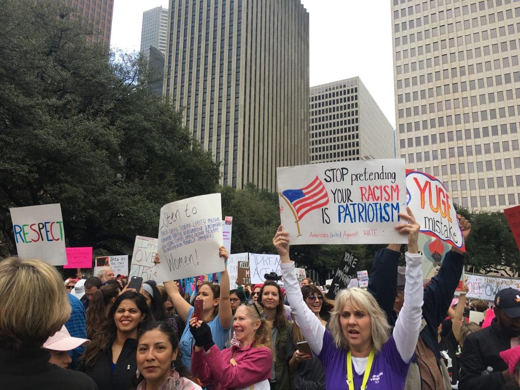 Marchers held their signs high throughout the rally. 
