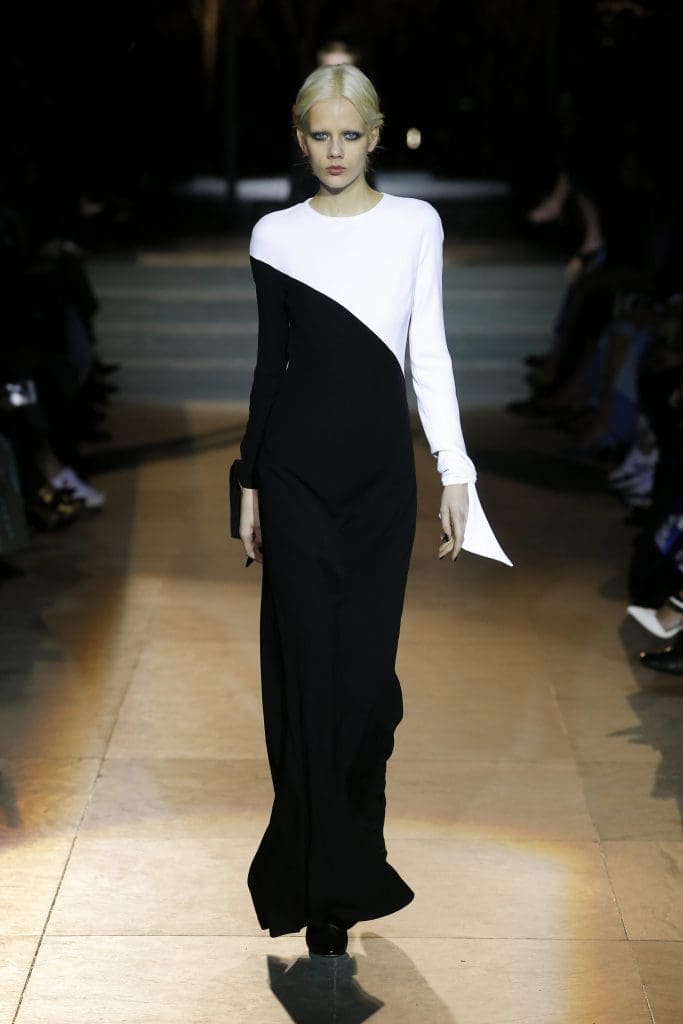 Carolina Herrera black and white long sleeve gown.