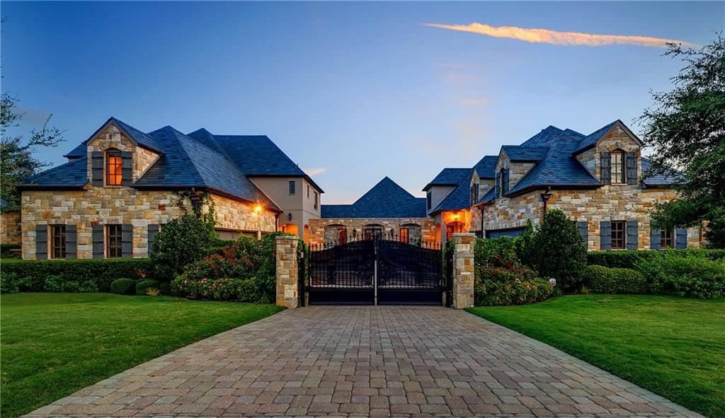 The gated home is located in the Montserrat neighborhood 20 minutes west of Fort Worth.