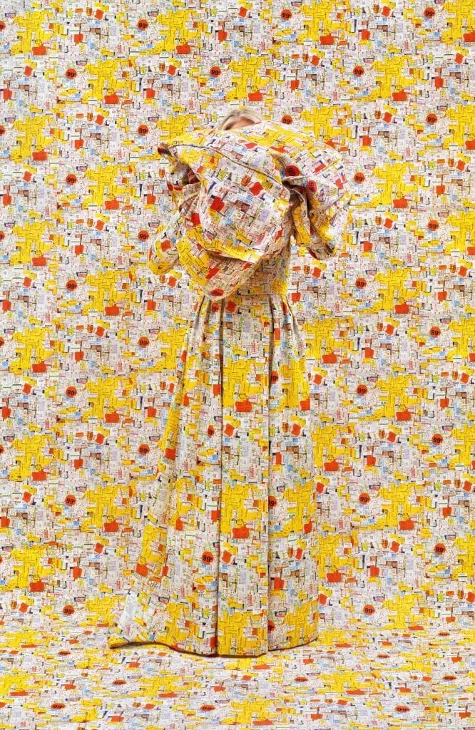 Rachel Perry's "Lost in My Life (Price Tags with Bundle)," 2016, at Yancey Richardson  Gallery evidences a feminist stance. 