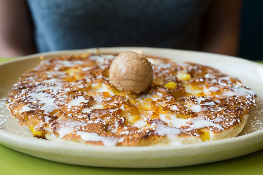 Snooze serves up six kinds of pancakes, including the ever-changing Pancake of the Day. 
(Photo courtesy of Snooze AM Eatery's Facebook)