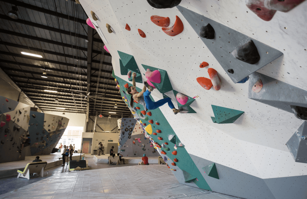 Every six weeks, Momentum looks like a brand new gym with brand new problems to tackle. (Photo by Jonathan Vickers.)