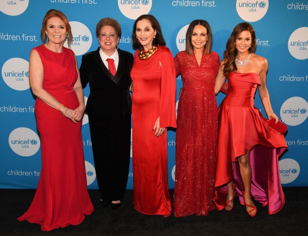 Duchess of York Sarah Ferguson, CEO & President UNICEF USA Caryl Stern, Event Co-chair Jan Miller, Great Plains Regional Board and Event Co-chair Moll Anderson, and Emcee Brooke Burke-Charvet 
