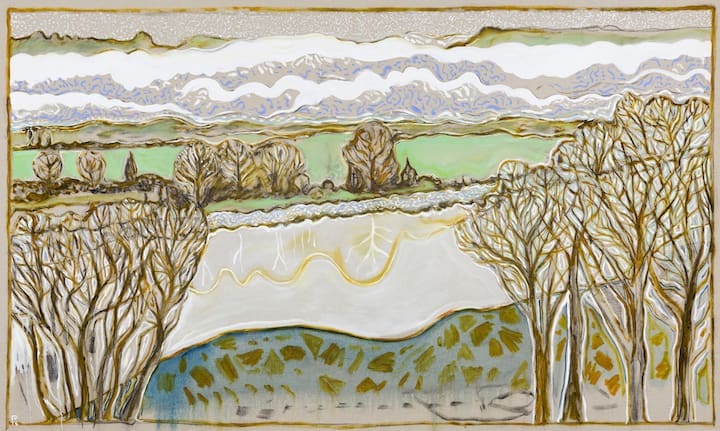 Billy Childish's "temple marsh with fog," 2014 (Courtesy the artist and Lehmann Maupin, New York and Hong Kong)