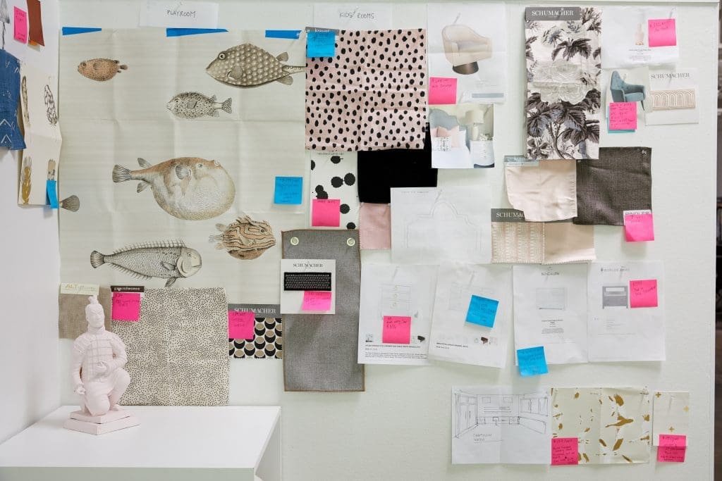Custom corkboard with a client’s inspiration selections.
