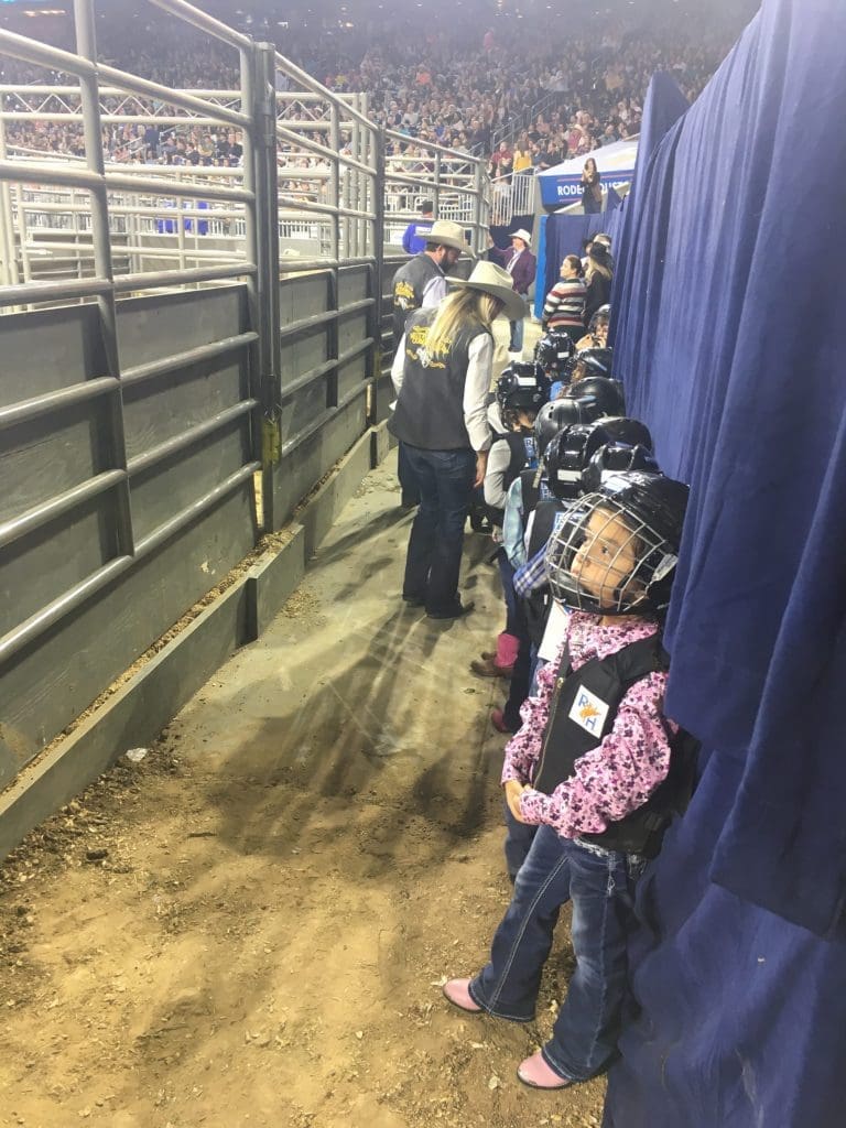 The little cowboys and cowgirls steel themselves mentally for the competition. 
