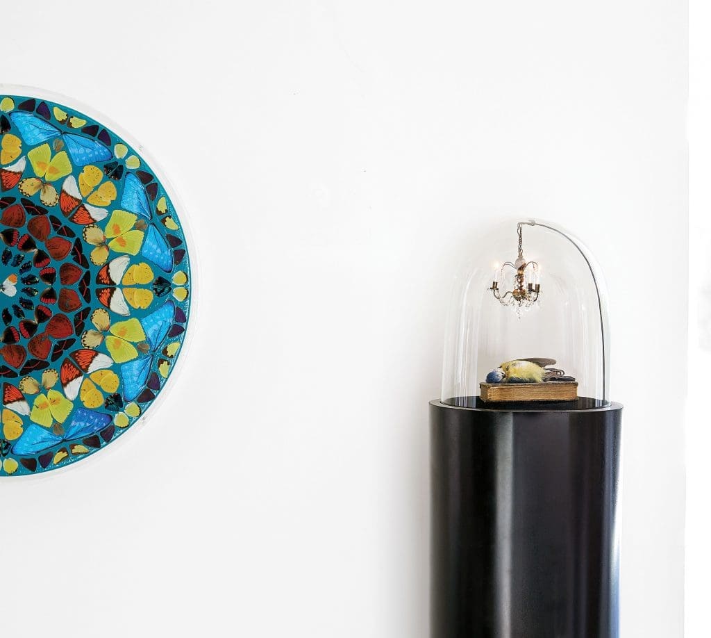 Damien Hirst’s "Psalm 126: In convertendo", 2008, and Polly Morgan’s "To every Seed His Own Body", 2007.