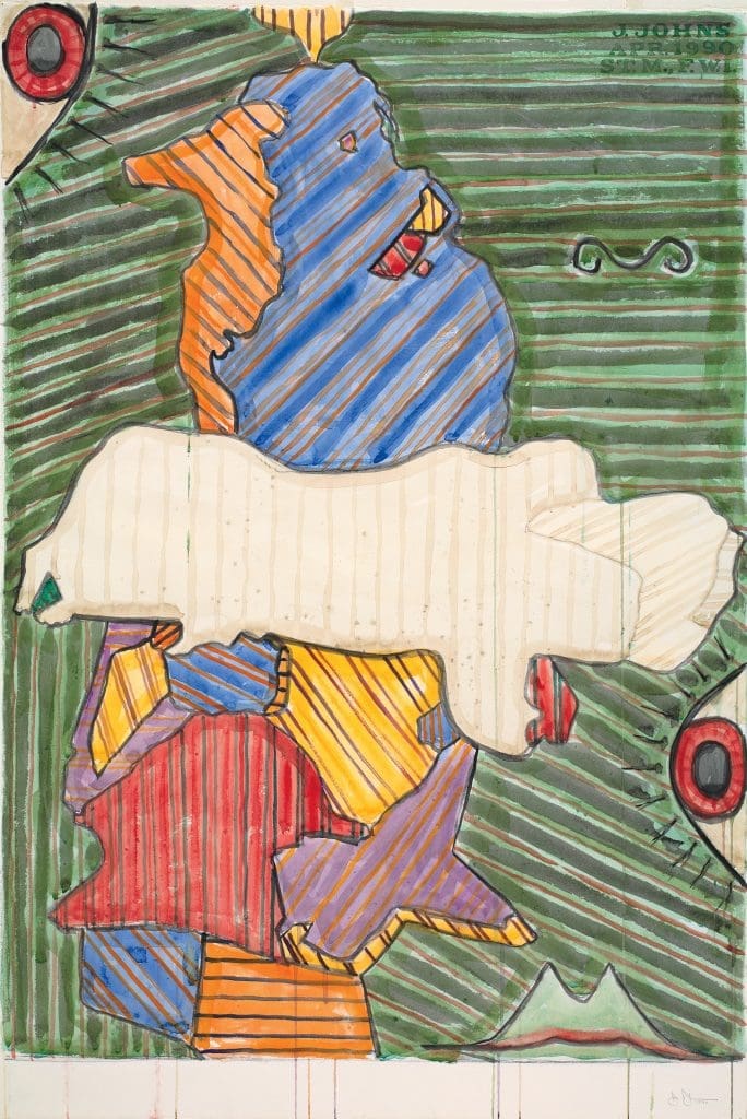 Jasper Johns' "Untitled," 1990, a watercolor and graphite pencil on paper, will be featured in the MDI's opening act, a decades-spanning survey of the artist's drawings. (The Menil Collection, bequest of David Whitney. © Jasper Johns / Licensed by VAGA, NYC) 