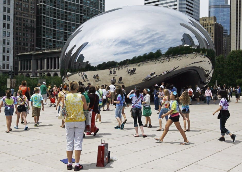 Chicago's iconic bean sculpture is used to drawing a crowd.