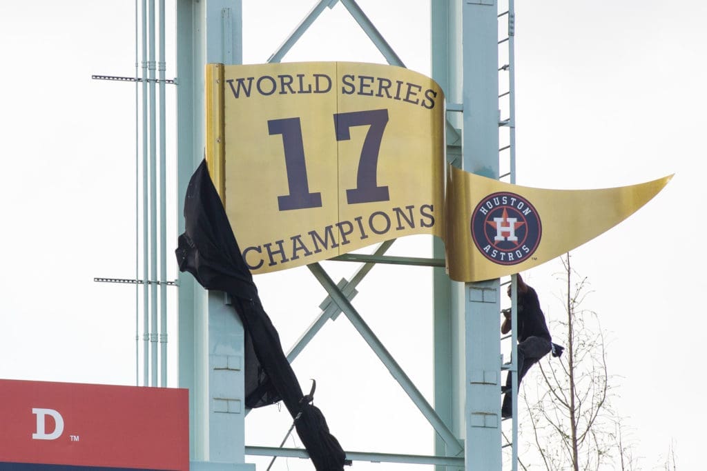 Things didn't go exactly as planned during the Houston Astros' championship unveiling.