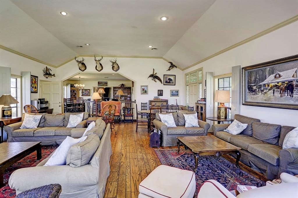 The expansive living room is just one of five throughout the country escape. 