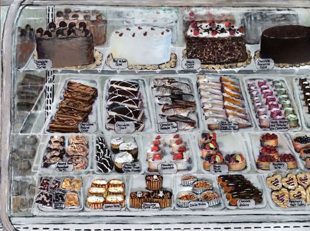 Diane Gelman's "Irresistible Indulgences," speaks to the artist's skill as a baker. (The Silos, Studio 209)