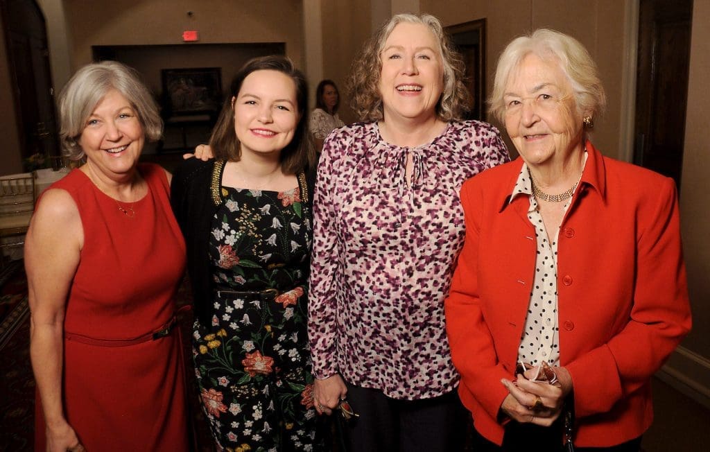 From left: Ellen Brownn, Carrie Brown, Debra Claxton and Lily Smith at the 17th Annual Butterfly Luncheon at The Houstonian Wednesday April 4,2018. (Dave Rossman Photo)