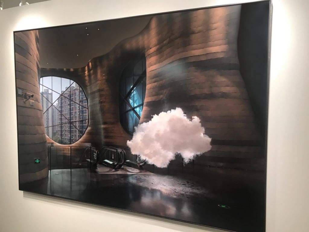 Berndnaut Smilde's enigmatic photo "Nimbus Duguan Himalayas Museum," 2015, at Ronchini Gallery, was singled out by both Dr. Lisica and Jana Cothren as a memorable image from among the 92 booths at the 10th edition of the Dallas Art Fair. The Dutch artist Smilde's work reminded us of Texan Irby Pace's puffs of smoke in landscapes. 